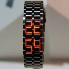 Часы наручные мужские цифровые, модные спортивные креативные, полностью металлические, с синим и красным светодиодным дисплеем, подарок для мужчин