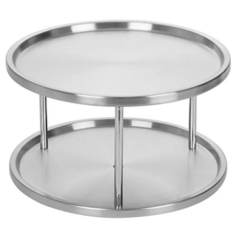 

Best Spice Rack Stainless Steel Organizer Tray 360 Degree Turntable Rotating 2 Stand For Dining Table Kitchen Counters Cabinets