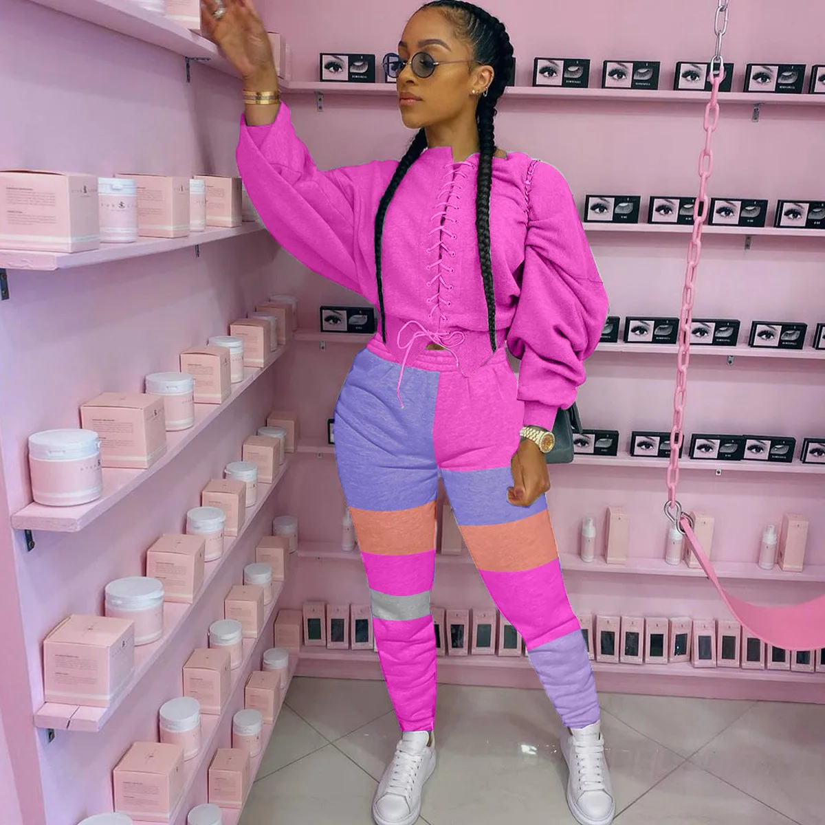 Женский спортивный костюм из двух предметов повседневная одежда осенняя для