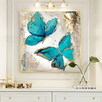 two blue butterflies oil painting on canvas wall art posters and prints nordic wall picture for living room home decor