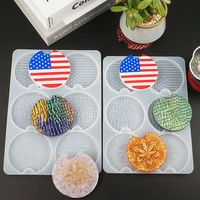 diy resin coaster mold tray round car water cup mat resin cup holder drink coaster silicone mould crafts resin art supplies