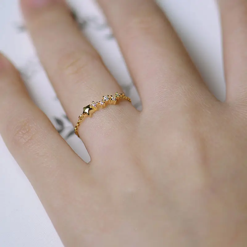 Женское регулируемое кольцо в стиле ретро из мягкой цепочки с инкрустированными
