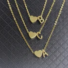 Золотое сердце с надписью A B C D E F G I J K L M N O P Q R S T U V W X Y Z Очаровательное ожерелье для женщин BFF подарок на день рождения Collier Femme