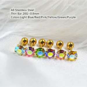 50pcs Body Jewelry Piercing - Surgical Steel Thin Bar 20G Round Nice Gems Earring Ear Helix Bar Cartilage Tragus Diath Studs 50pcs Body Jewelry Piercing - Surgical Steel Thin Bar 20G Round Nice Gems Earring Ear Helix Bar Cartilage Tragus Diath Studs