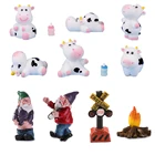 1 шт., фигурка мультяшного животного, милая корова, гном, выдры, Счастливый Эльф, карликовый маленький дорожный знак, маленький кукольный домик, садовая ферма, украшение для дома