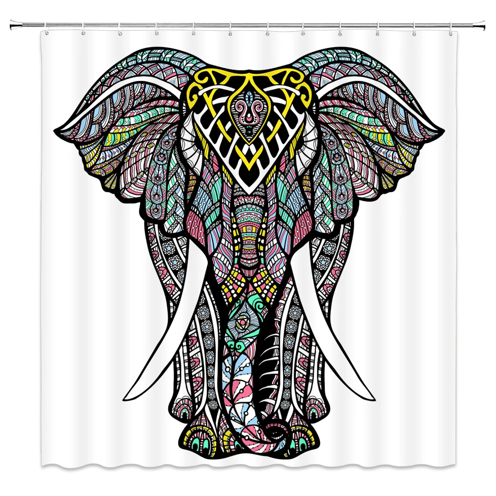 

Interesting Animal Shower Curtains Elephant Pink Balloon Blue Sky White Cloud Birds Bathroom Decor Waterproof Cloth Curtain Set