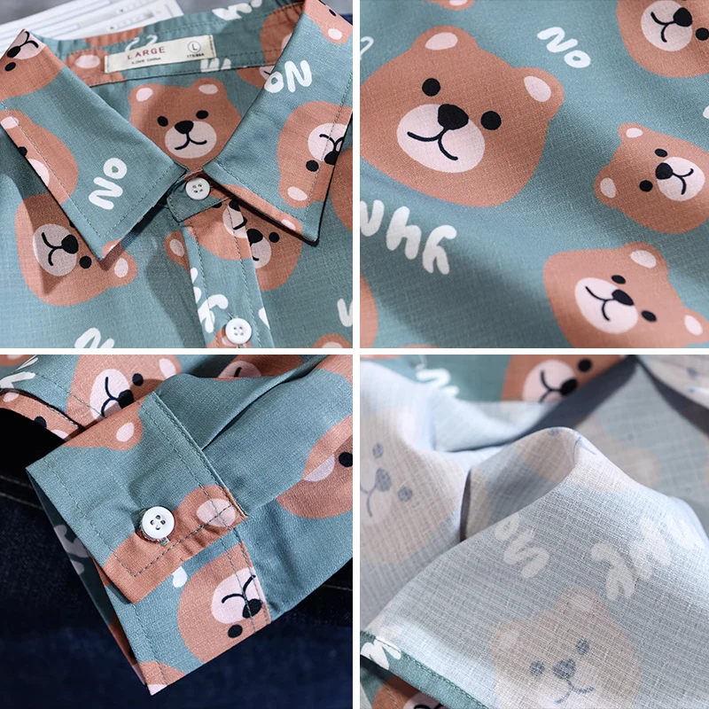 

Casual Cartoon Printed Long Sleeve Shirt Men High Streetwear 2021 Spring And Autumn Women Shirt Retro Shirts Harujuku Mens Shirt