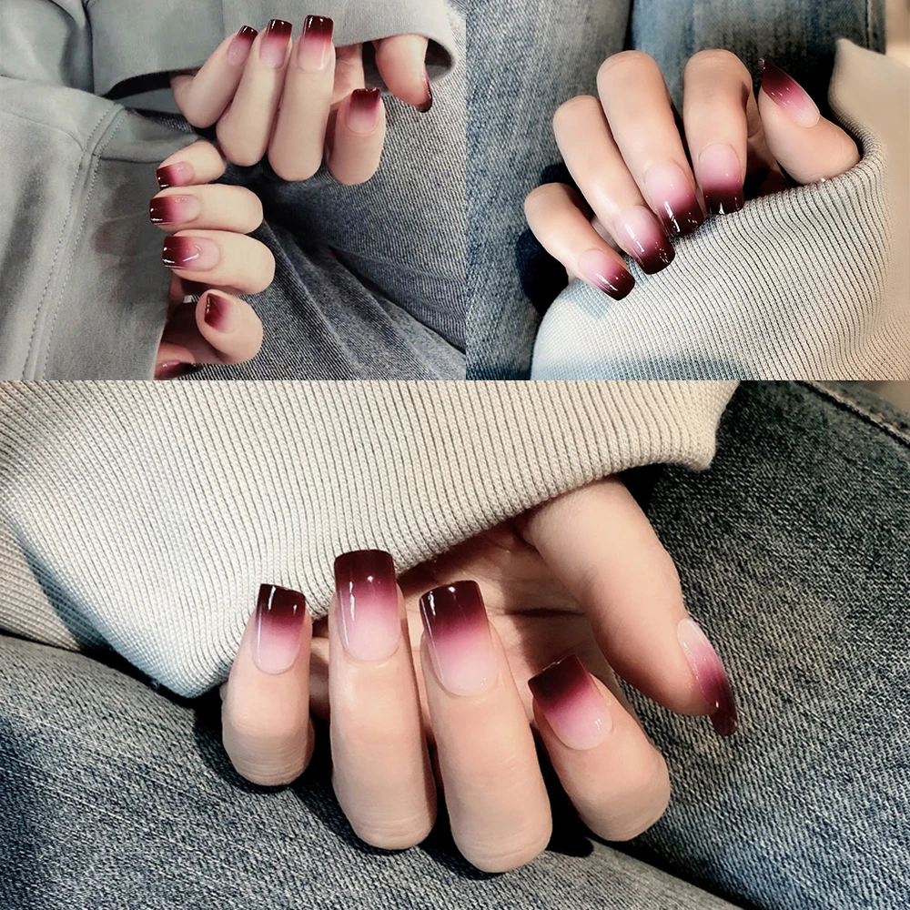 Накладные ногти 24 шт./компл. накладные гробы акриловые градиентные полное