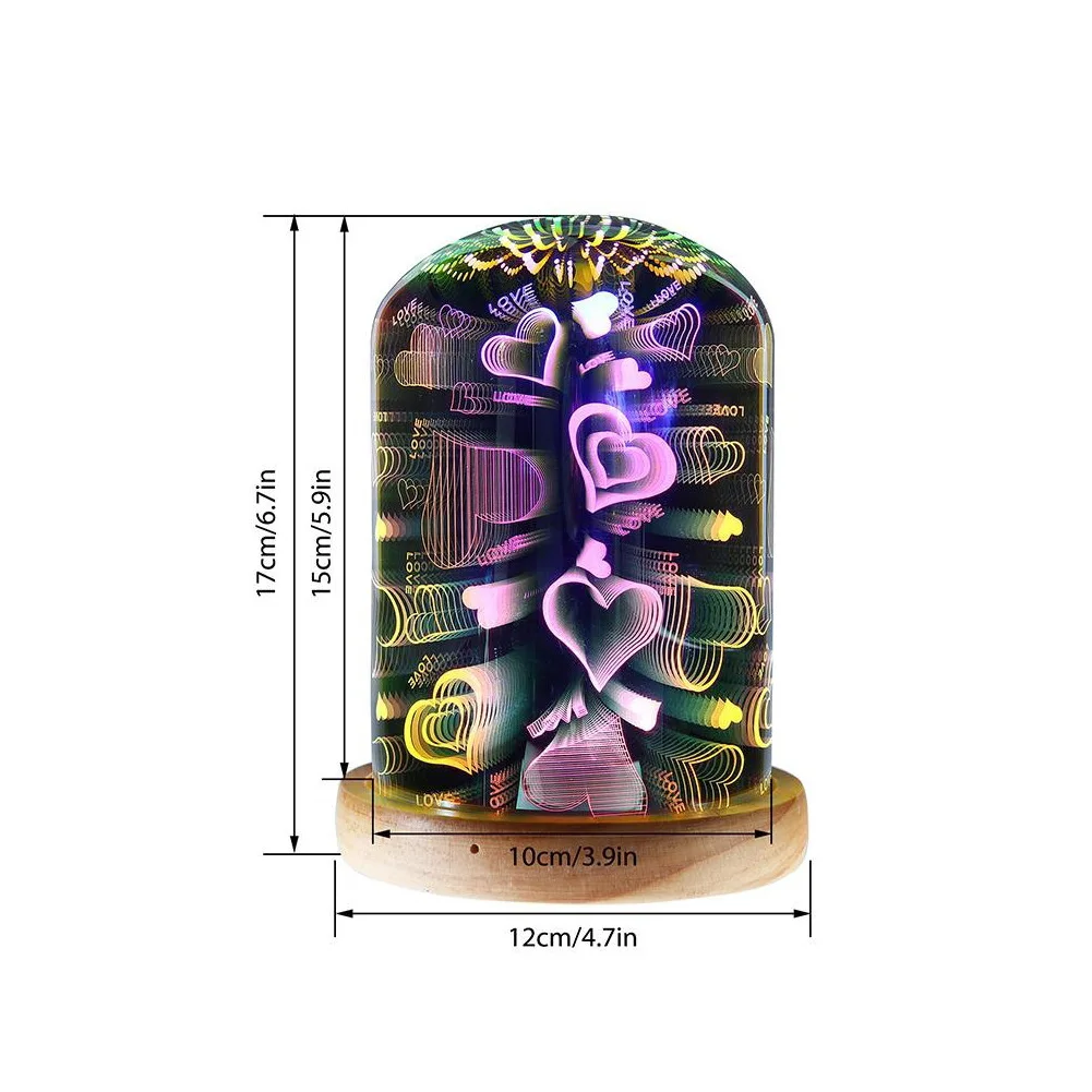 3D красочное Сердце Звезда волшебное стекло абажур атмосфера светильник