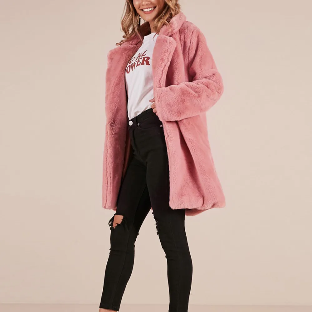 Модные женские пальто из искусственного меха уличная женская теплая куртка