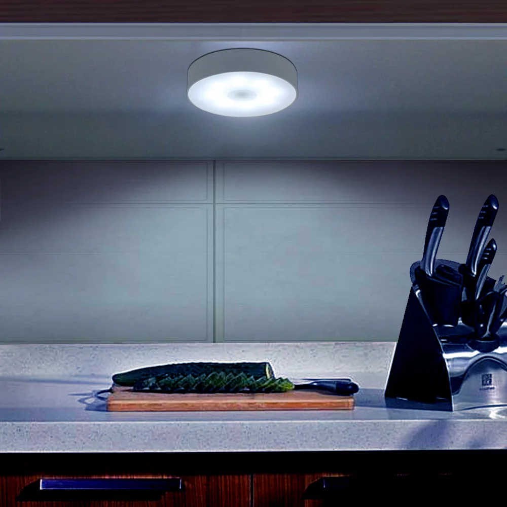 

Круглый светодиодный ночник со встроенной перезаряжаемой литиевой батареей, белый светильник для кухни, ванной, спальни, домашнего освещен...