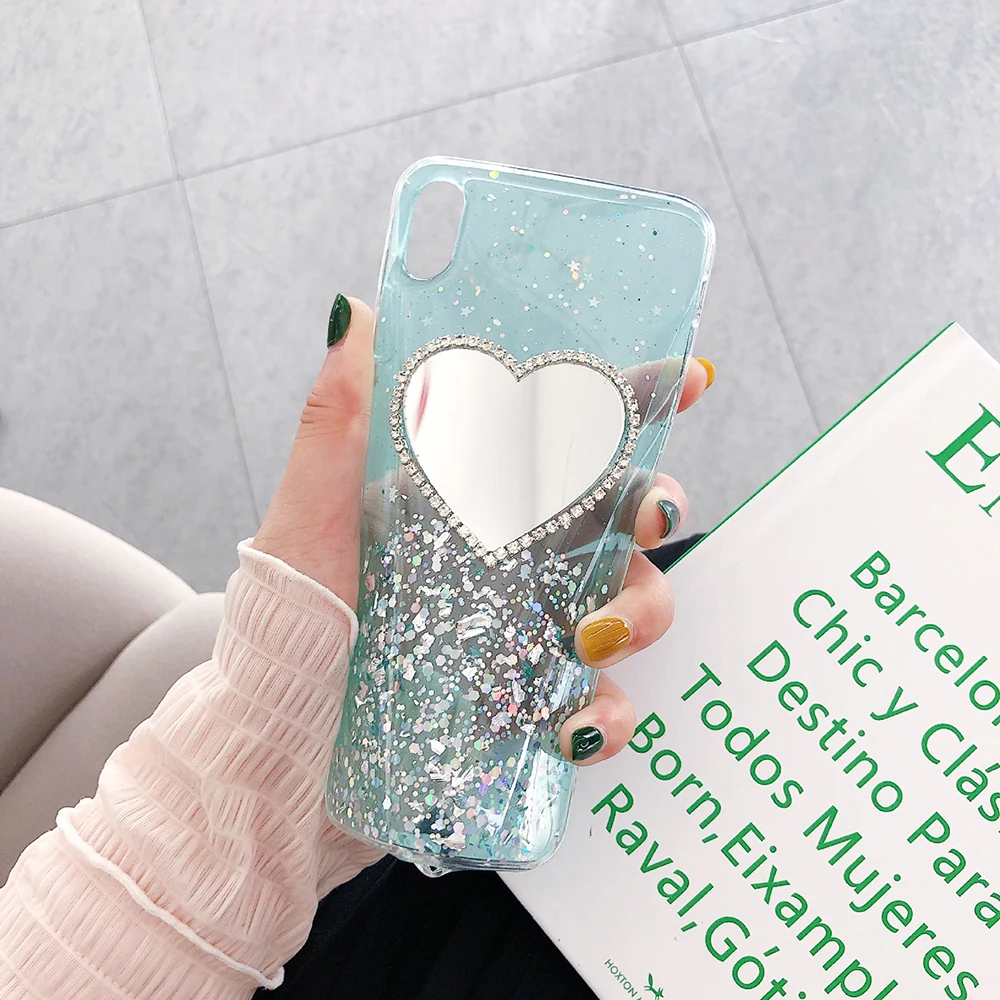 ins Love Mirror Epoxy Girl TPU Silicone soft shell Phone Case Suitable for iPhone 7 7P 8 8P X XR XS MAX 11 PRO |