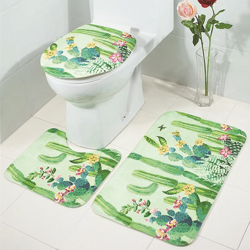 Classic Bathroom Mats Anti Slip Natural Scene Beach Shell Rug with Toilet Cover Home Decoration | Дом и сад