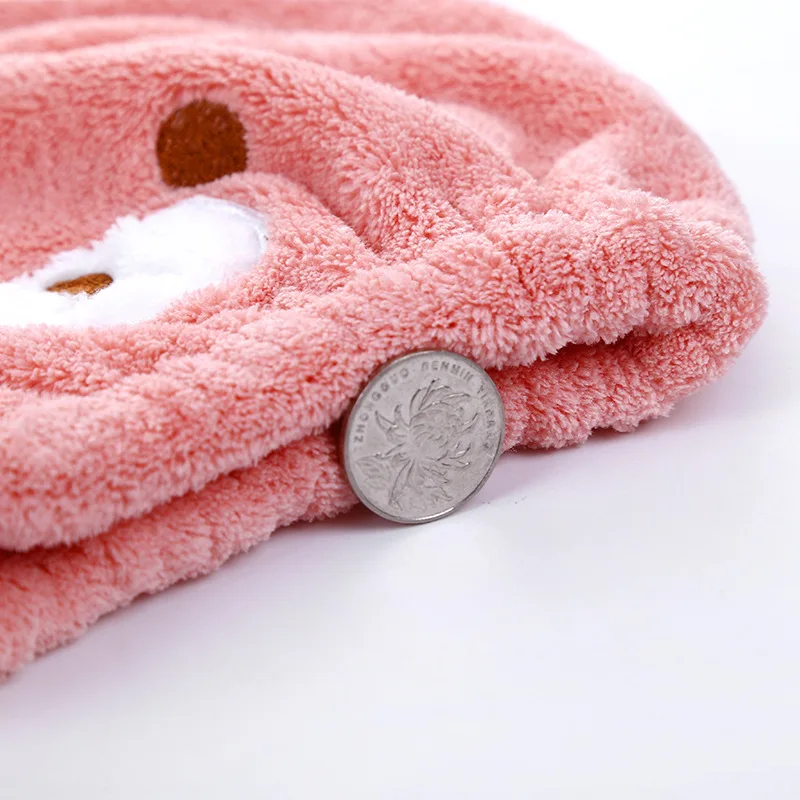 Милая мультяшная шапка для душа тюрбан из кораллового флиса волос ванной комнаты