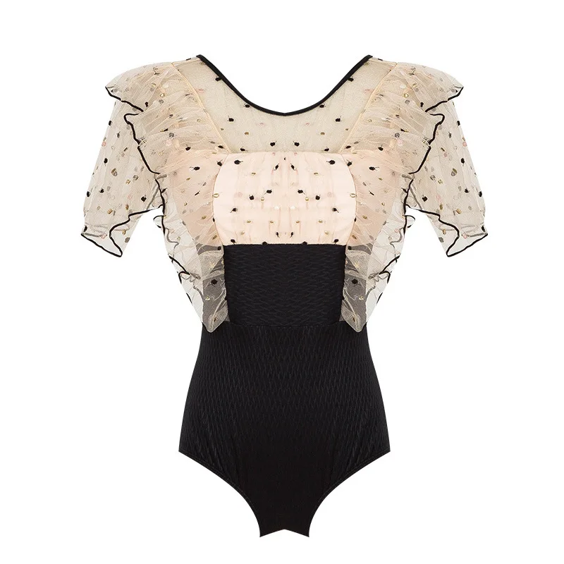 

Piece Swimsuit Sports Swimwear Solid Female Women's One-Piece Bikini Women French Retro Lace Back Animal Spandex Bathing Suit