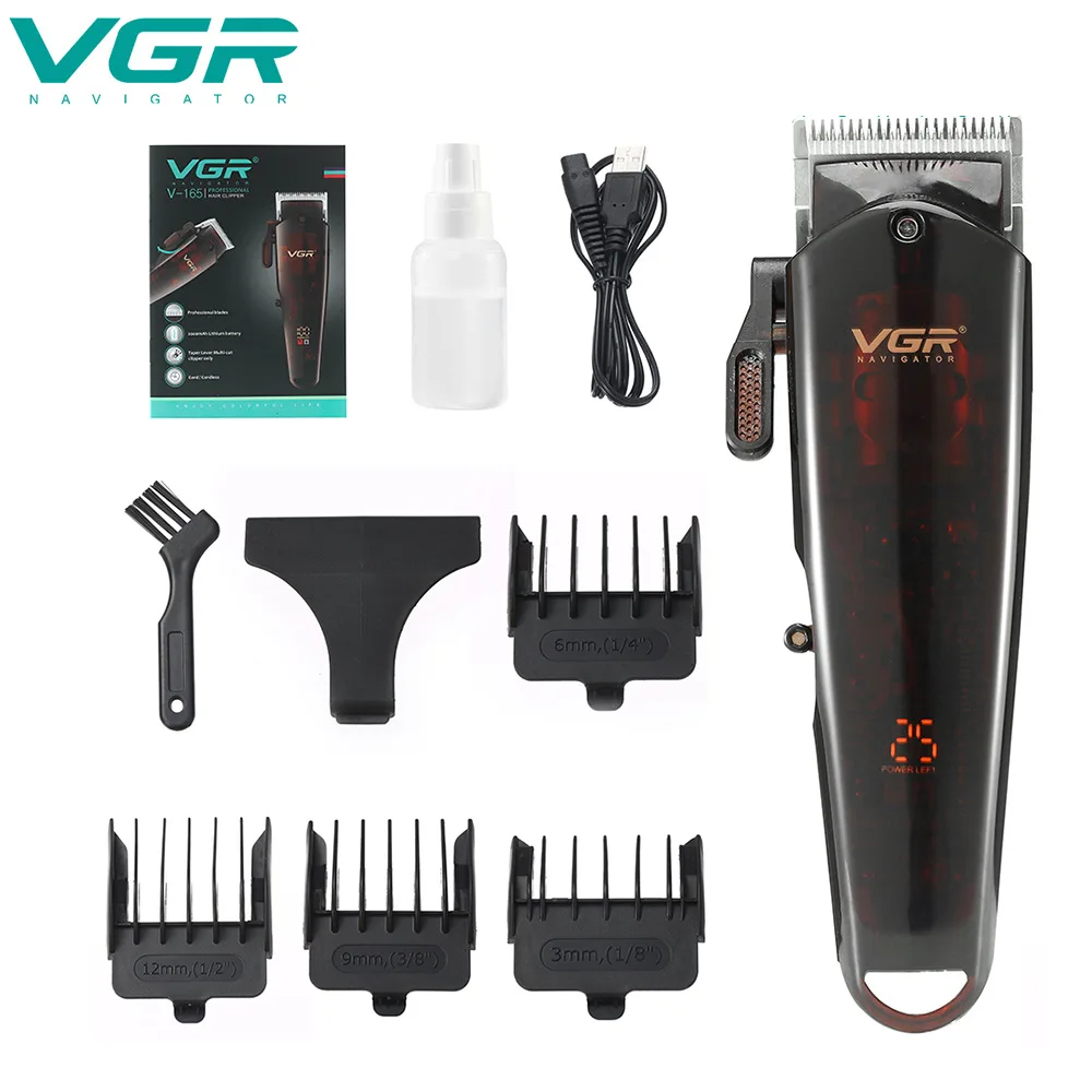 

VGR Professional Electric Hair Clipper for Barber LCD Hair Trimmer USB Rechargeable Barber Clippers For Men Hair Beard Machine