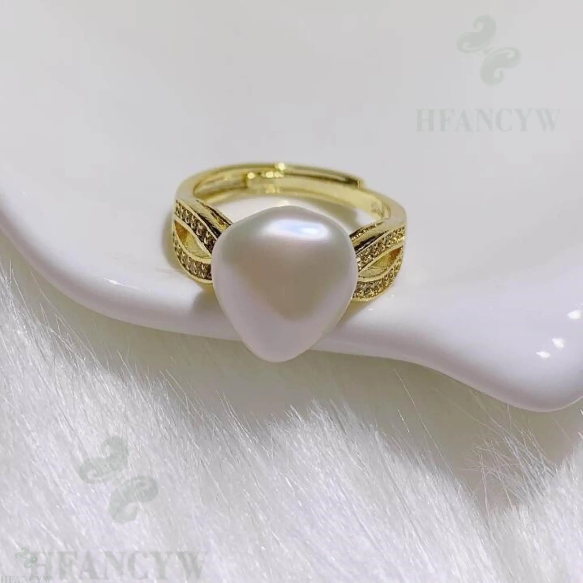 11 12 мм белый барочный жемчуг открытое регулируемое циркониевое кольцо Роскошный