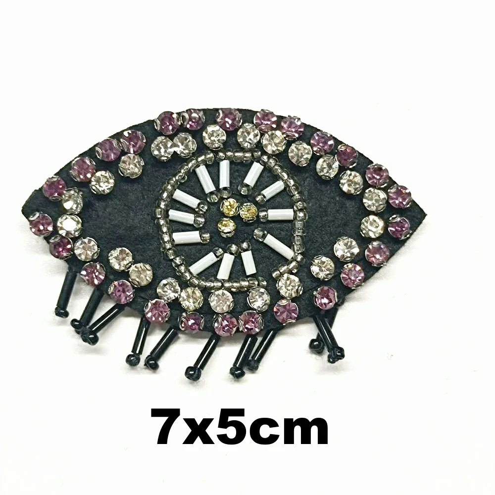 

Design embroidery beaded eyes embroideried patches for clothing HO-3322