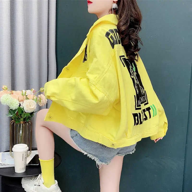 

Женская модная яркая куртка, Женская весенне-осенняя Корейская свободная универсальная короткая куртка на пуговицах, топы в стиле Ins