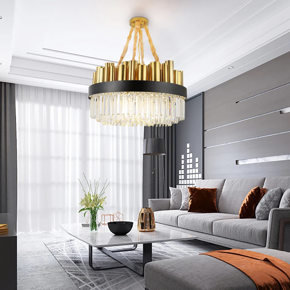 Роскошная хрустальная люстра светильник для гостиной большой круглый столовая