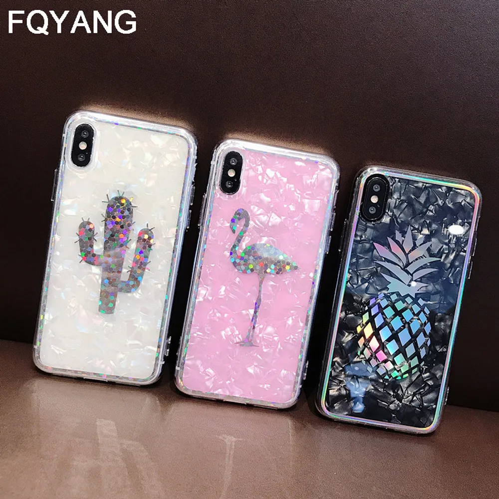 Роскошный мягкий чехол для телефона с рисунком ананаса фламинго кактус iphone 6 6s 7 8