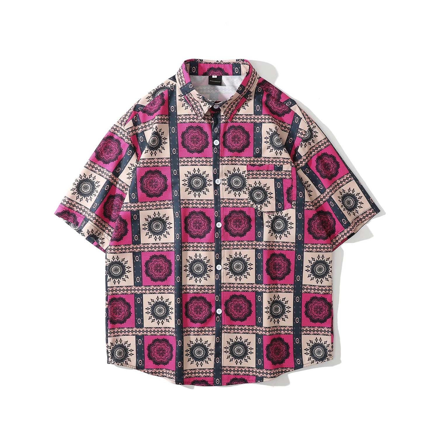 

Bianfeng Mens Hawaiian Shirt Pattern Print Button Down Beach Shirts Short Sleeve Summer Casual Top