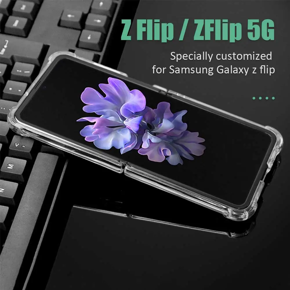 

Christmas Snowflakes Fold Case for Samsung Z Flip 5G Airbag Anti Fall Silicone Clear Capas TPU Phone Covers