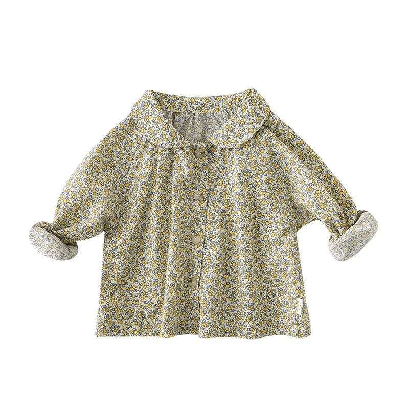 

New Spring Autumn Girls Cotton Shirts Children Fashion Floral Long Sleeve Blouse Shirts Kids Tops Baby Clothes Kids Clothing