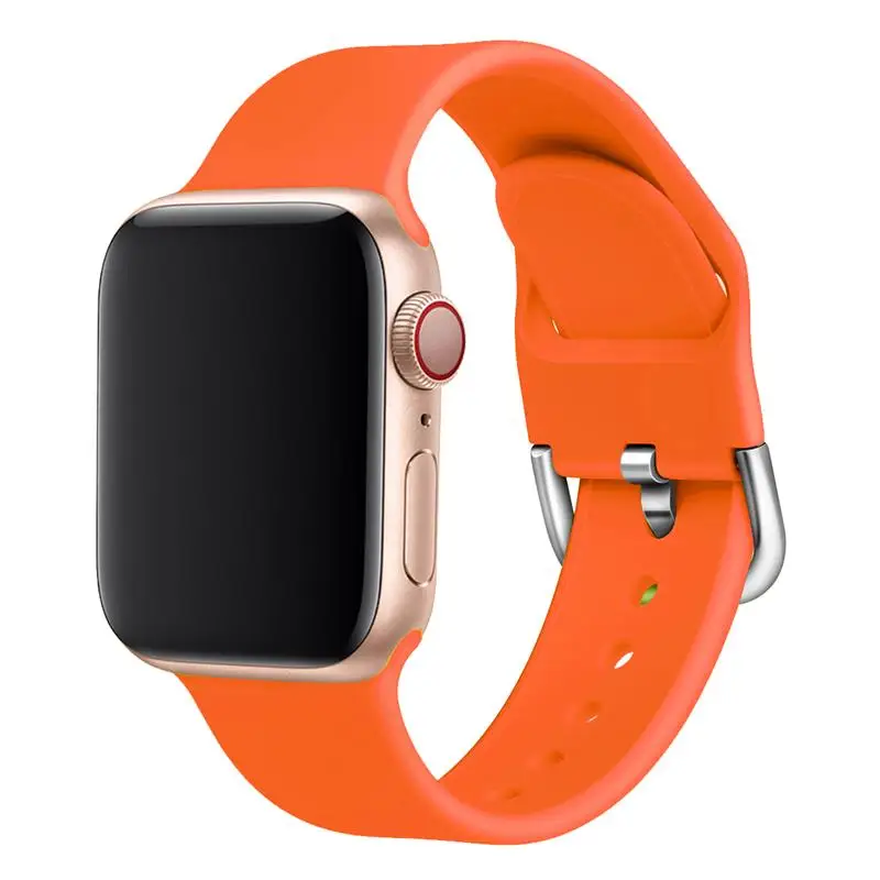 Orange Спортивный силиконовый ремешок для apple watch 5 4 band 44 мм iwatch band 42 мм correa 38 мм pulseira apple watch 5 4 3 2 Браслет ремешок для часов - Цвет ремешка: Orange