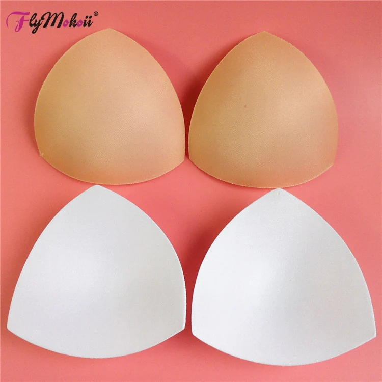 Flymokoii 10 Pairs/Lot Women Triangle Bra Pad Sponge Swimsuit Breast Push Up Padding Chest Enhancers Thin Bikini Bra Foam Insert