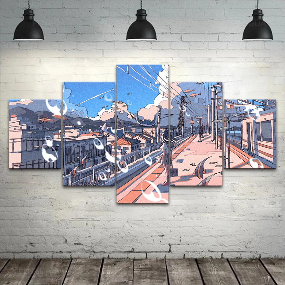 

5 Pieces Wall Art Canvas Painting Anime Character Poster Modern Living Room Bedroom Home Decoration Modular Pictures Framework