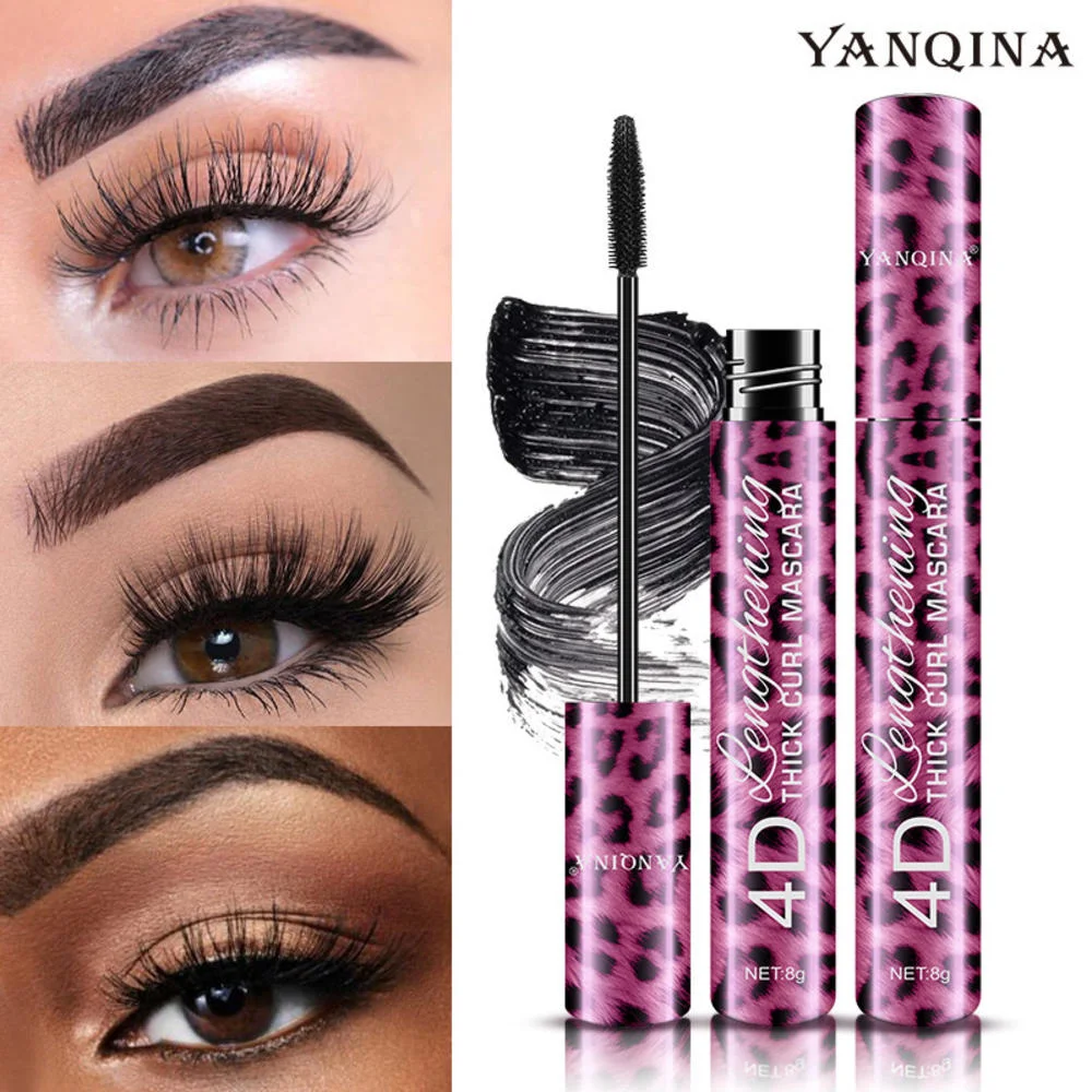

4D Silk Fiber Mascara Eyeliner Set Smudge-Proof Waterproof Thickening Eyes Makeup Adds Length Depth and Glamour Effortlessly
