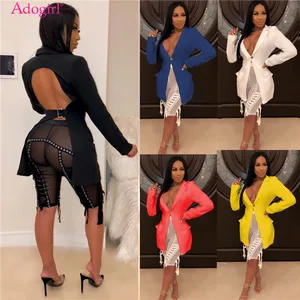 Женский Асимметричный блейзер с открытой спиной, с отложным воротником