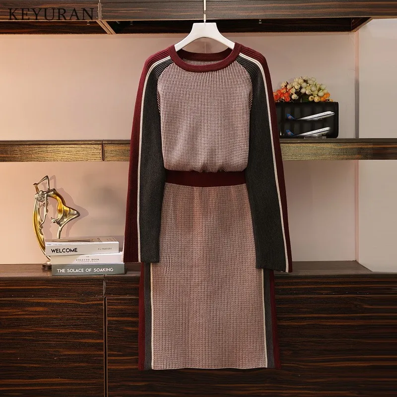 Женский трикотажный костюм большого размера плюс комплект из 2 предметов свитер