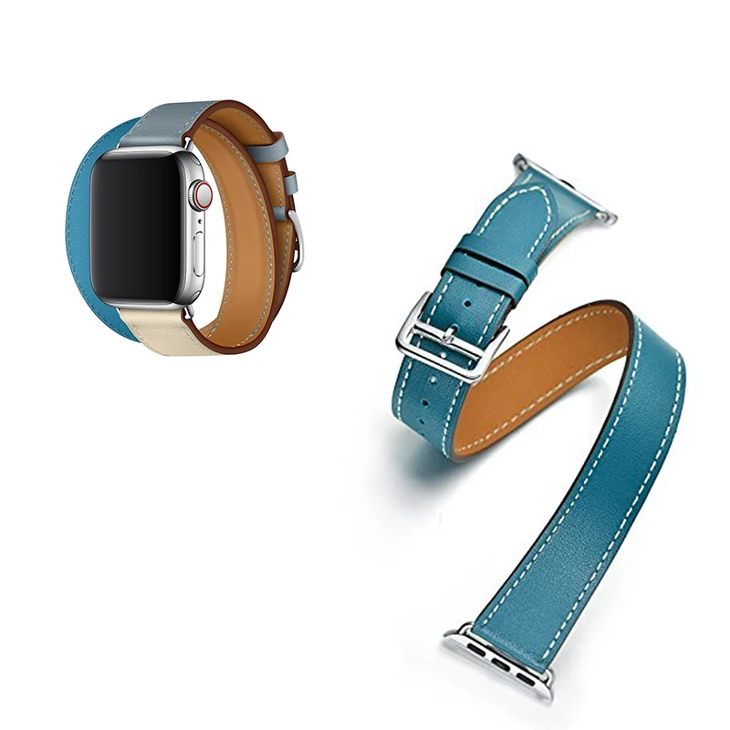 Кожаный ремешок для Apple Watch Series 5 4 40 мм 44 iWatch3 38 42 серия двойной тур кольцо