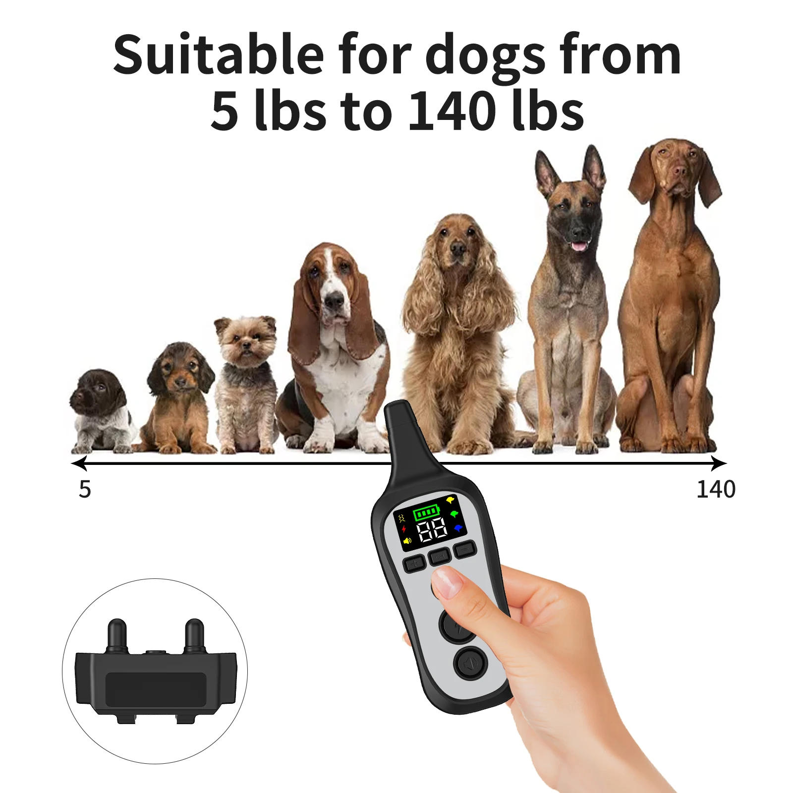 

Electric Dog Training Collar 800m Remote Control Rechargeable Vibration Waterproof Barking Dog Collar Suitable For All Dogs