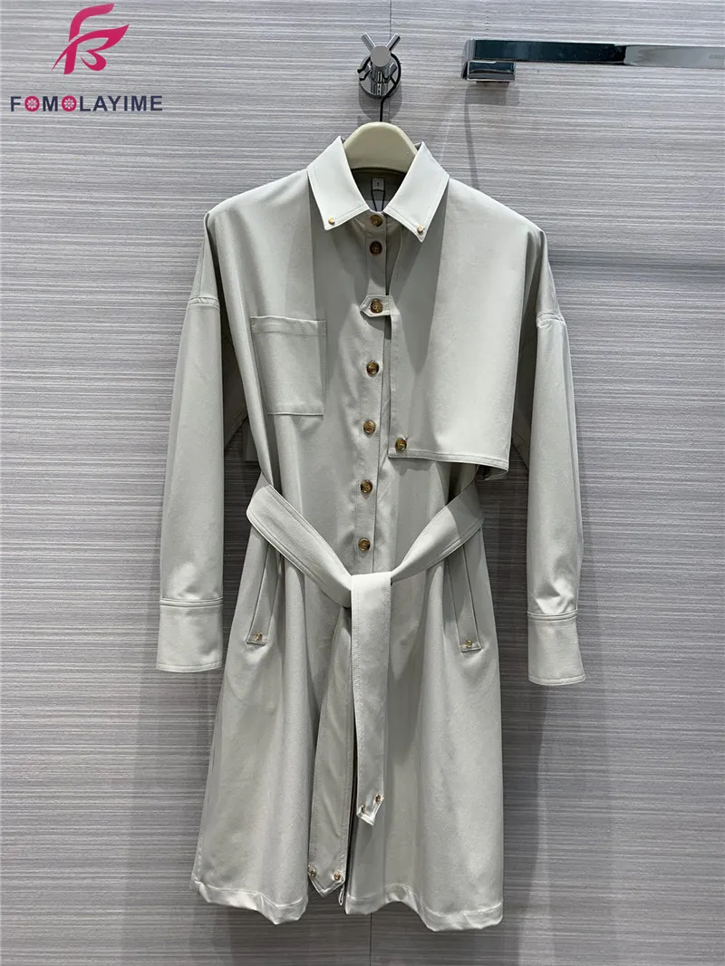 Новинка осеннее пальто 2020 европейский модный стиль однотонный плащ высокого