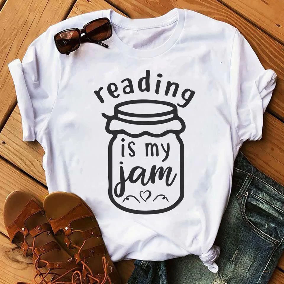 

reading is my jam t-shirt vintage camisetas grunge tumblr graphic Fashion funny cotton Bottle art aesthetic tshirt tee top K689