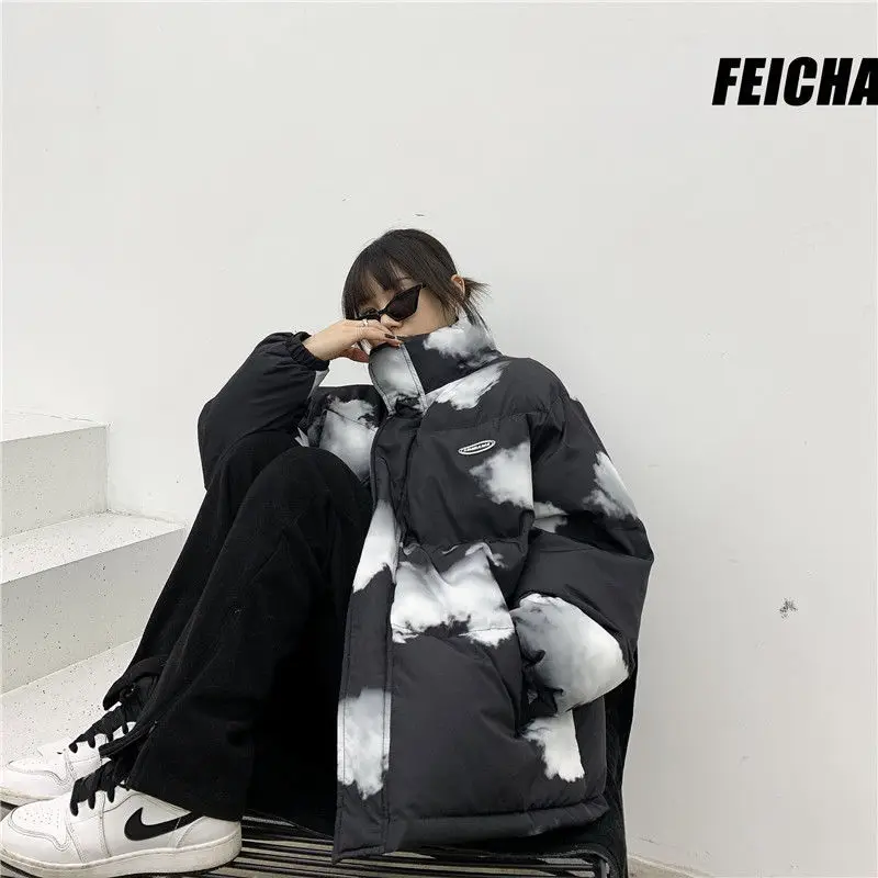 Женская зимняя пуховик JuneLove с принтом в виде облаков |