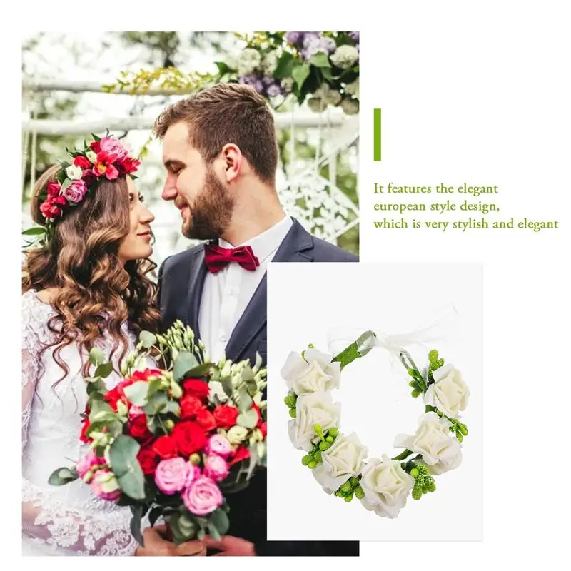 

1 Set of Wedding Wristband Decorative Wreath Floral Wristband Adornment (White)