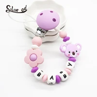 koala silicone baby pacifier clip personalised name pacifier chain nipple holder bpa free teething soother chew toy dummy clips