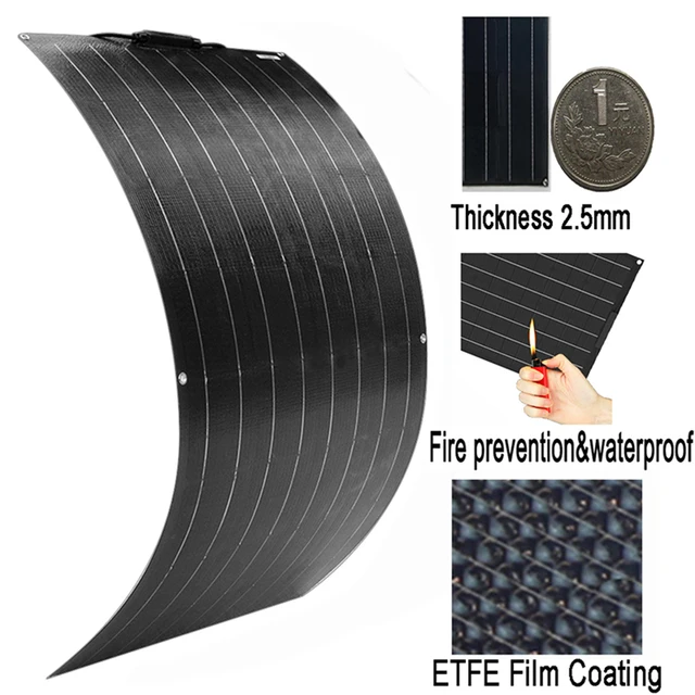 ETFE Flim pannello solare fotovoltaico 300W Kit pannello solare flessibile 200W 100W 12V carica batteria per sistema domestico campeggio camper 5