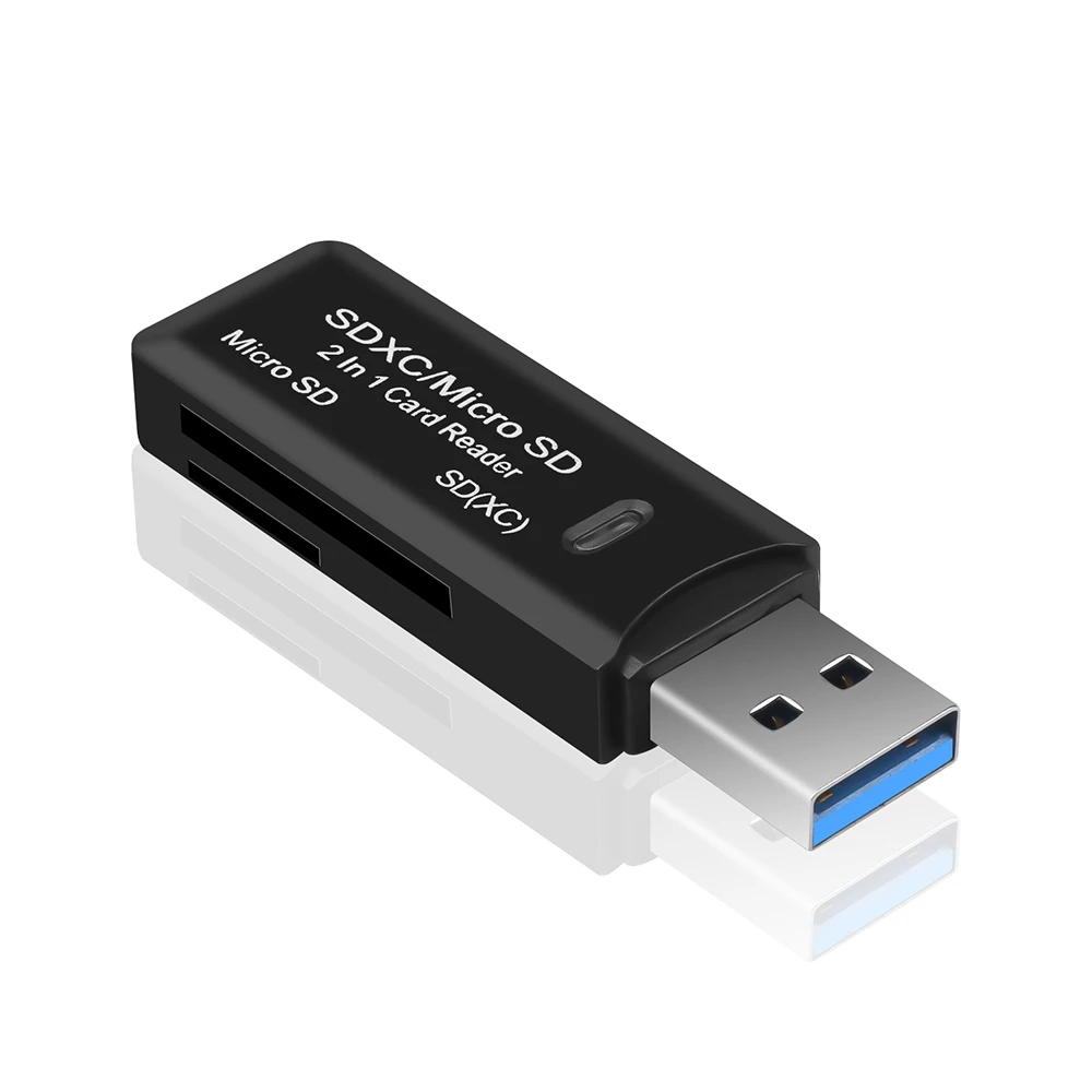 Kebidu USB 3,0 type C считыватель карт OTG адаптер мини-кардридер мульти Смарт-памяти для Micro SD/TF/CF/MS Micros компьютера ноутбука - Цвет: Черный