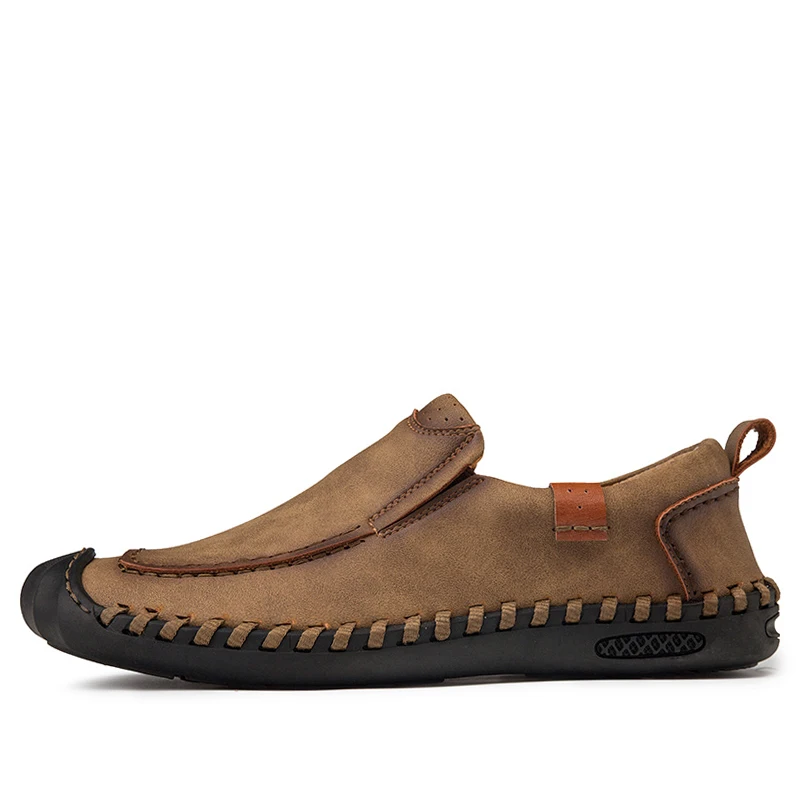 Мужская кожаная обувь JUNJARM повседневная мужские лоферы на плоской подошве