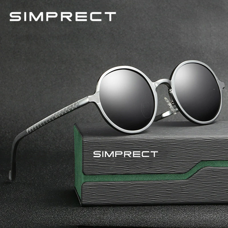 Q · VISELD алюминиевые солнцезащитные очки мужские Поляризованные Ретро круглые