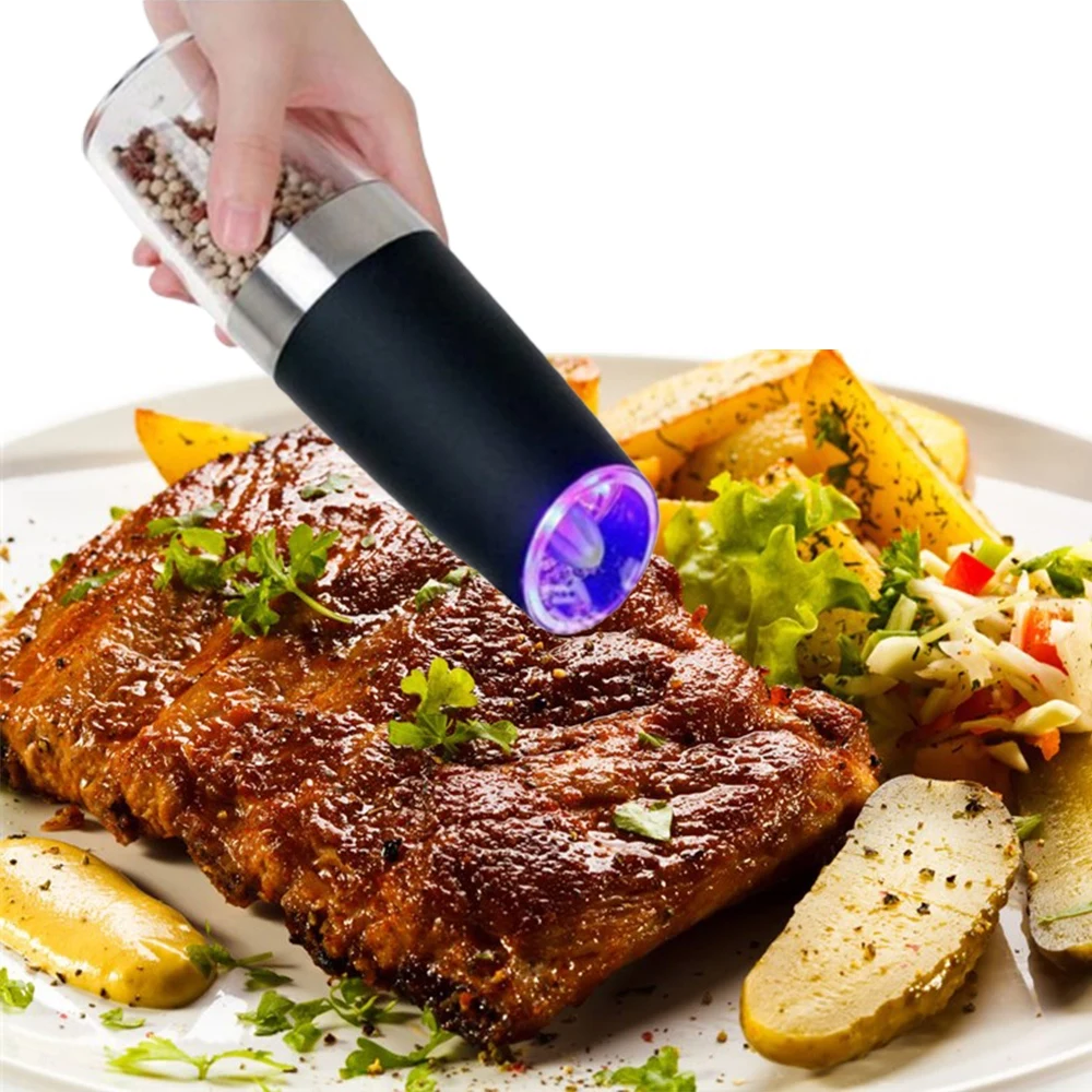 

Portable Electric Creative Induction Spices Grinder Black Electric Pepper Grinder Seasoning For Kitchen Tools Household Gadgets
