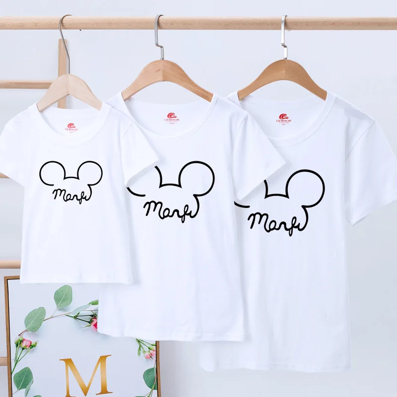 

Disney Mickey ears parent-child 100% cotton summer whole family short-sleeved T-shirt mommy and me clothes