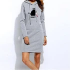 Женское теплое платье-свитшот с длинным рукавом и капюшоном