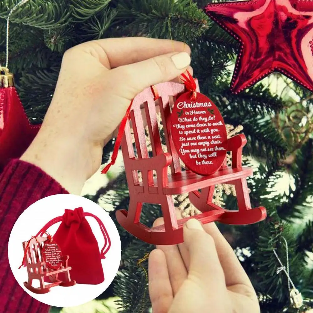 

1 Set Attractive Hanging Pendant Easy Installation Wood Chair Shape Christmas Tree Decoration Xmas Pendant for Festival 2021 Hot