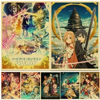 vintage sword art online japanese anime canvas painting wall art nordic posters and prints wall pictures for living room decor